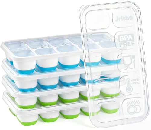 Silicone Ice Cube Trays with Lid, 4 Pieces Small Ice Cube Mould | Flexible and easy to remove, LFGB certified, BPA free and food grade, stackable ice cube tray