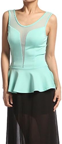 Mesh Insert Celeb Top Sleeveless Open Back Knit Blouse Semi-Transparent