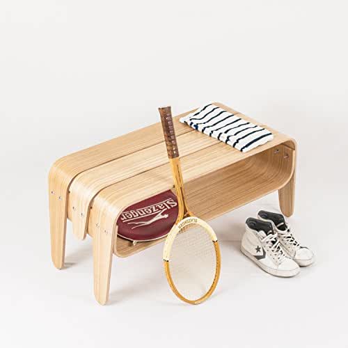 Banco recibidor con bandeja - banco hall madera - Banco para vestidor