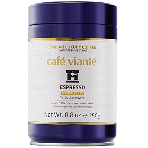 Café Vianté Ground Coffee for Espresso Machines. Medium Roast, Intense