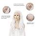 Imstyle Snow White Wig Lace Front Wigs for Women Drag Queen Party Cosplay Natural Silver White Long Fluffy Wavy Body Wave Synthetic Wig Lace Frontal Glueless Wig Cap High Density Heat Resistante Hair