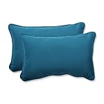 Pillow Perfect Rectangular Throw Pillow with Sunbrella Spectrum Peacock Fabric, Set of 2