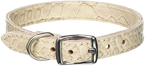 Leather Brothers Pearl Crocodile Dog Collar, Medium, Pearl