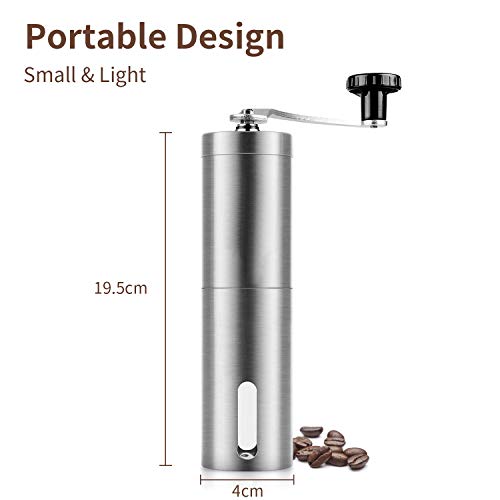 ATUIO - Manuelle Kaffeemühle, Manuelle Rostfreie Espresso Mühle, Edelstahlbohnenmühle, Verstellbarer Konischer… – Bild 6