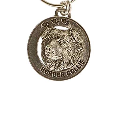 Creative Pewter Designs, Pewter Border Collie Key Chain, Antiqued Finish, DK030