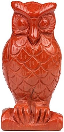 Banshren 4" Red Jasper Owl Figurine Natural Carved Statue Healing Crystal Stone Set