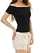 Allegra K Women Short Sleeves Slim Fit Off the Shoulder Top
