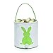 GWELL Foldable Bunny Handmade Easter Egg Basket Fluffy Tails Printed Rabbit Canvas Kids Tote Bag Bucket for Candies Goodies DIY Gifts (1 Set-4 Colors)