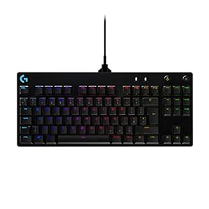 Logitech-G-PRO-TKL-Mechanical-Gaming-Keyboard-GX-Blue-Clicky-Key-Switches-LIGHTSYNC-RGB-Portable-Tenkeyless-Design-for-esport-Gaming-Detachable-Micro-USB-Cable-QWERTY-UK-Layout-Black Logitech G PRO TKL Mechanical Gaming Keyboard, GX Blue Clicky Key Switches, LIGHTSYNC RGB, Portable Tenkeyless Design…