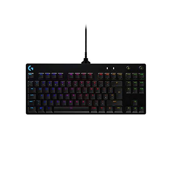Logitech G PRO TKL Mechanical Gaming Keyboard, GX Blue Clicky Key Switches, LIGHTSYNC RGB, Portable Tenkeyless Design…