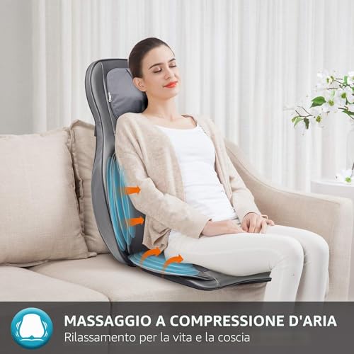 Comfier Back and Neck Massager with Air Compression, Shiatsu Electric Massager with Heat and Rolling, Massage Seat for Whole Body
