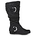 Journee Collection Womens Regular Sized and Wide-Calf Slouch Buckle Knee-High Microsuede Boot Black 9 Wide Calf