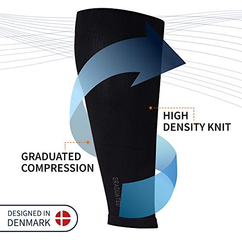 DANISH ENDURANCE Graduated Calf Compression Sleeves (Large, Black) - Thumbnail 4