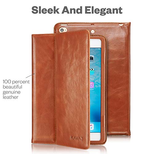 KAVAJ iPad Mini 5 2019 & 4 Case Leather Cover Berlin Cognac-Brown for Apple iPad Mini 5 2019 & 4 Genuine Cowhide Leather with Built-in Stand Auto Wake/Sleep Function. Slim Fit Smart Folio Covers