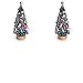 Set of 2 Miniature Decorated Frosted Bottle Brush Christmas Trees - Classic Holiday Snowy Bristle Sisal Trees (4-1/2
