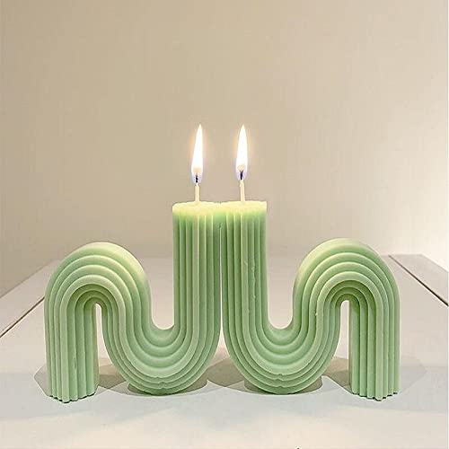 2 Pack 6 inch + 7 inch Twist Candle Mold S Geometric Shape Candle Mold Geometric Resin Mold Geometric Silicone Mold for Candles Soap Mold Nordic Geometric Line Candle Making Mold