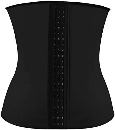 IYISS Womens Latex Waist Cincher Workout Trainer Corset (XXS, black)
