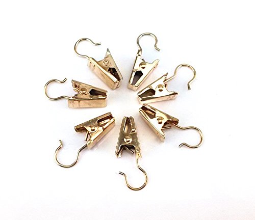 100 Pack Clip Hook Set Curtain clips for Curtain,Photos,Art Craft Dispaly,Home Decoration,gold(Hang or Clip Almost Anywhere) (Gold)