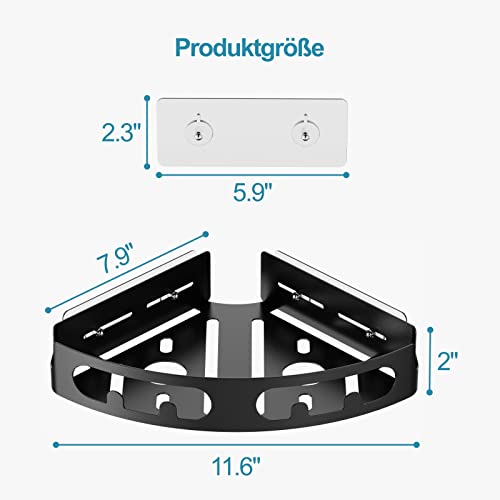 iSPECLE Duschablage Ecke ohne Bohren, Duschregal Selbstklebend Eckregal Dreieck Duschkörb, Badezimmer Dusche Regal Organizer für Bad Küche Toilette, 2 Stück, Schwarz