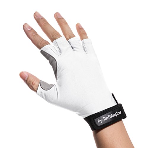 SUN PROTECTION FINGERLESS GLOVES Verified UPF 50+ UV, White L, Block