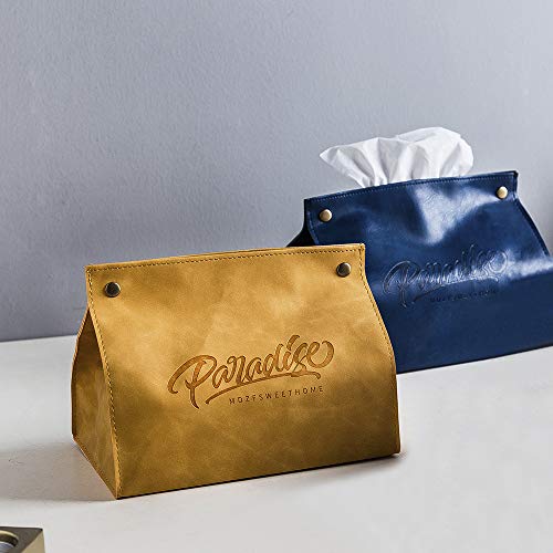 MDZF SWEETHOME PU Leather Tissue Box Cover Facial Tissue Box Holder Tissue Bag Dispenser for Home, Bedroom, Office, Car or Decoration, Blue - Thumbnail 5