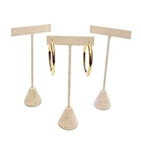 FlanicaUSA T- Shape Style Earring Display 5.75" H - Pack of 3 (Linen)