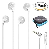 THE Electronics Wired 3.5MM Classic White Earphone/Earbuds/Headphones +1 Carry Case w/ Remote and Microphone IOS Android Gym Workout smartphones Tablets ( (White X2)
