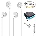 THE Electronics Wired 3.5MM Classic White Earphone/Earbuds/Headphones +1 Carry Case w/ Remote and Microphone IOS Android Gym Workout smartphones Tablets ( (White X2)