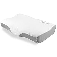 Wonwo Memory Foam Pillow, Orthopedic Pillow, Cervical Contour Bed Pillows for Sleeping, Neck Support Pillow for Neck Pain with Washable Breathable Pillowcase