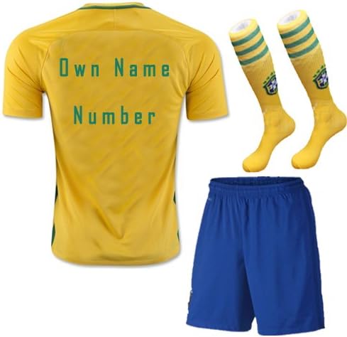 Barcelona Kids Jersey Home Kit Football Soccer Yellow Jersey Shorts & Socks & Free Ice Face Cloth Set Team Suit Kids Youth Sizes
