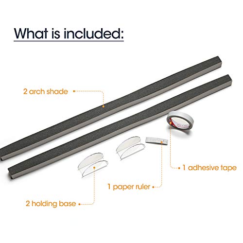 Zipcase Arch Light Filtering Fabric Shade Pack of 2 fit for Perfect Half-Round Arch Windows No Tools Installation, Grey, 72" x 36"