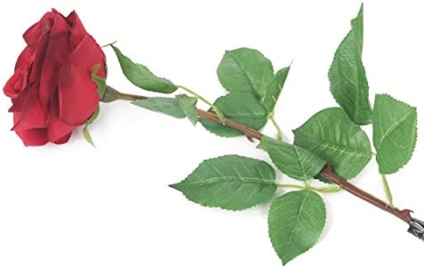 Floral Elegance Artificial 72cm Single Stem Fully Open Deep Red Rose Flower