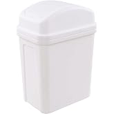 Hommp 2 Gallon Small Waste Basket with Swing-Lid, White | Plastic Swing-Top Trash Can, Small Garbage Bin for Bathroom, Bedroom, Office