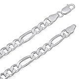 5.5mm 925 Sterling Silver Flat Figaro Link Italian Crafted Nickel Free Chain or Bracelet + Cleaning Cloth