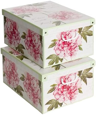 Lavatelli Peonie Collection Cardboard Storage Boxes with Lids Set of 2