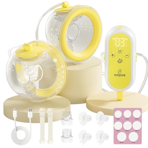 Saglve Sacaleches Eléctricos Portátil con 4 Modos 12 Niveles 300mmHg de Succión, Extractor de Leche MaternaRecargable y Sin Manos con Brida de 21/24mm para Madres en Lactancia Casa, Trabajo o Viaje
