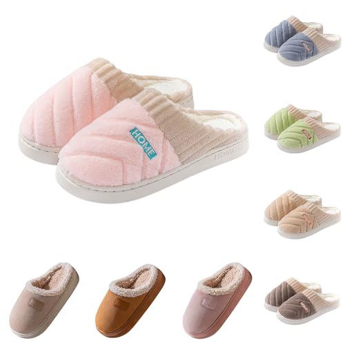 Soft Slippers for Women Winter Slippers Women Thermal Plush Memory Foam with Arch Support, Extra Warm Fuzzy Lined Wide Width House Shoes, Non-Slip Ladies Size 6