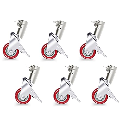 Neewer 6-Pack Professional Swivel Caster Wheel Sets, 75mm Diameter, Durable Metal Construction and Rubber Base, ONLY Compatible with Neewer C Stand for Studio Photography Video Shooting (Silver)