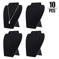 KINJOEK 10 Pack Necklace Display, Jewelry Earring Easel Black Velvet Display Stand Tower Rack for Shows Business Home 7.07× 8.15 Inch