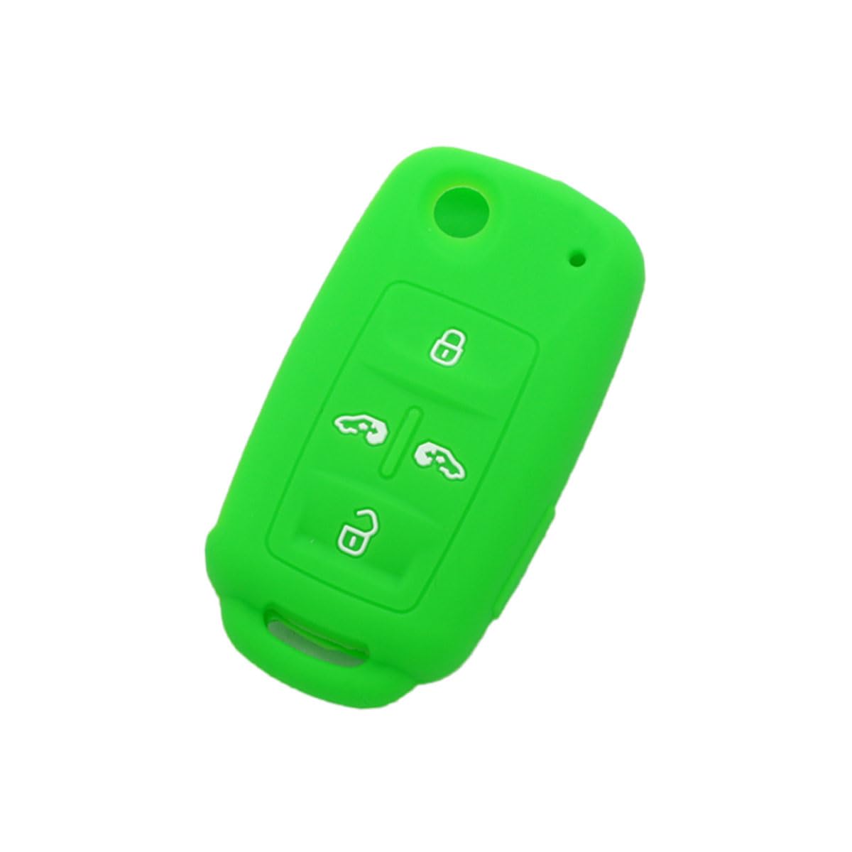 BROVACS Silicone Cover Protector Case Holder Skin Jacket Compatible with VOLKSWAGEN Sharan Caravelle SEAT 5 Button Flip Remote Key Fob 4+1 BTN CV4806 Light Green