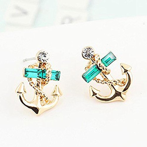 AIMTOPPY Women Fashion Crystal Rhinestone Sailor Anchor Ear Stud Earrings Gift (Gold) - Thumbnail 5