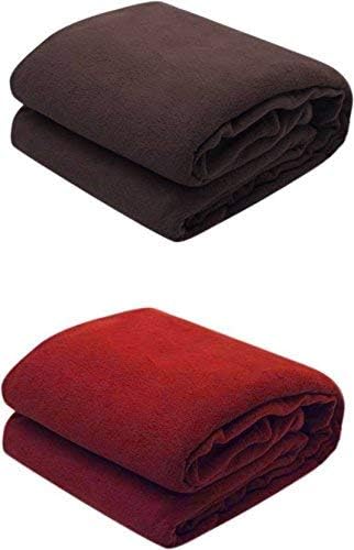 Godric Single Fleece Blanket Brown & Red Set of 2