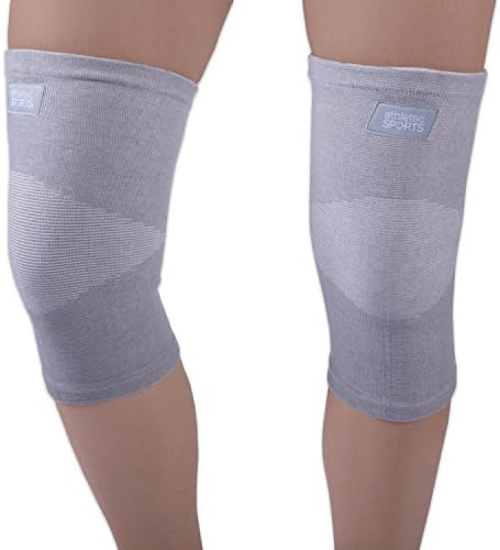 Athletec Sport Bamboo Charcoal Knee Compression Sleeve for Knee Pain, Joint Pain, Arthritis Relief, Meniscus Tear and Support for Running, Walking, Workout, Recovery - Size X-Large in Grey (Pair)