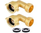 HQMPC Garden Hose Connector 90 Degree Brass Garden Hose Elbow Solid Brass Adapter (2Pcs)+ Extra 4 Pressure Washers