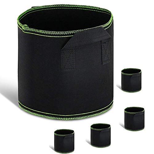 GROWNEER 5-Pack 5 Gallons Planting Grow Bags Aeration Fabric Pots with Handles