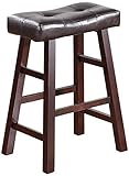 Country Series Counter Stool - 24"H - in Dark Cherry Finish with Faux Leather, Set of 2 (Kitchen)