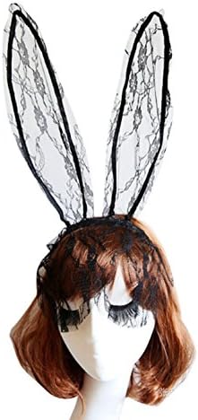 Qunvian Sexy Lace Rabbit Bunny Tutu Ears Lace Gauze Veil Hair Mask