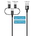 CKCOCO Multi Charger Cable 2Pack 4FT Nylon Braided 3 in 1 Multiple USB Charging Cord Adapter with 8Pin/Type C/Micro USB Connector Ports Support Data Sync and Quick Fast Charge for Universal Use