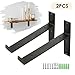 KINGSO Metal Wall Shelf Brackets 8.66''L x 6''H Rustic Shelf Supports, Flush Fit, Hardware Only - Bracket Set of 2, Includes Screws & Wall Anchors T-Shape（with Lip）