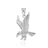 Fine 925 Sterling Silver Eagle Landing Necklace Pendant